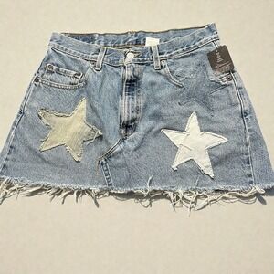 Womens Vintage Levis 569 UO Urban Renewal Star Denim Mini Skirt 30 Waist
